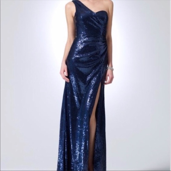Navy Sequin Formal Dress - Picture 1 of 8